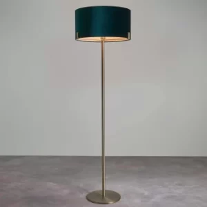 Image of Vogue Balaton 1 Light Green Velvet Floor Lamp Green