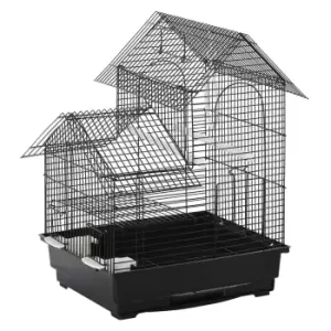 Image of PawHut Small Metal Bird Cage w/ Plastic Perch, Swing, Ring Handle - Black