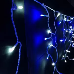 Image of Premier Decorations Ltd - 640 LED 16m Premier Christmas Outdoor 8 Function Icicle Lights in Blue & White
