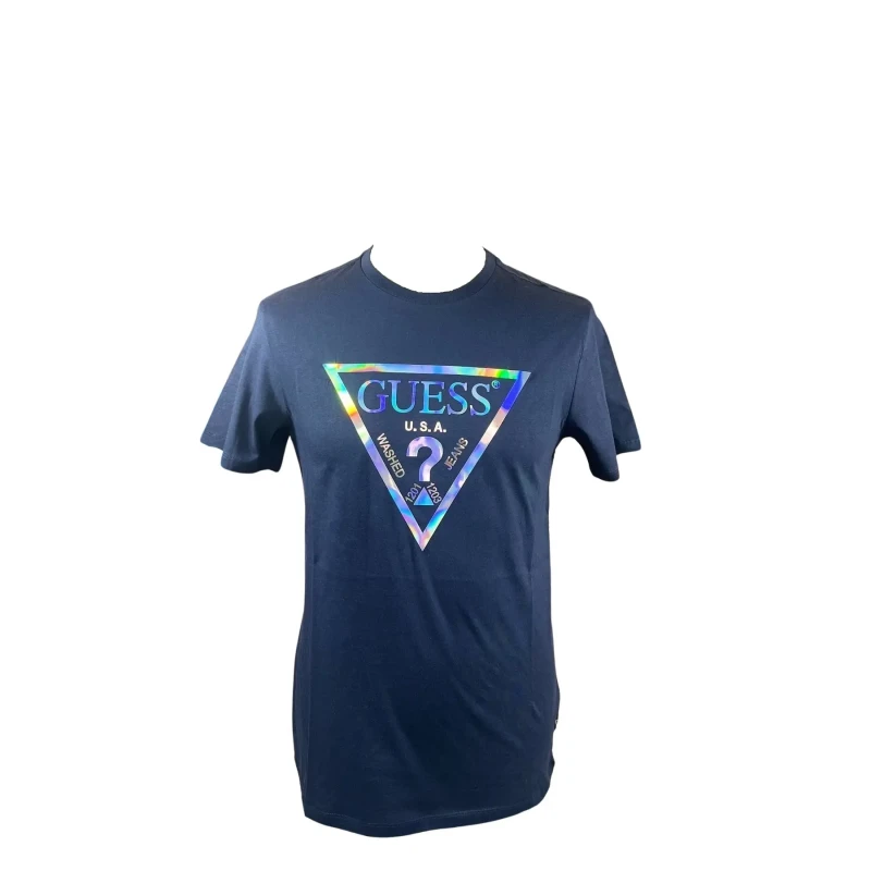 Image of Guess T-Shirt Guess Bsc Iridescent Foil Bleu Male XS