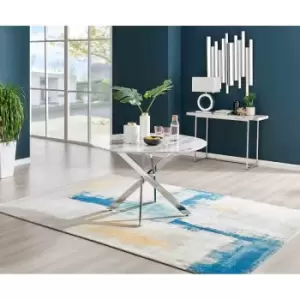 Image of Furniture Box Novara 120cm White Marble Table - Silver