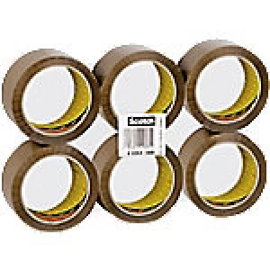 Image of Scotch Packaging Tape Low Noise 50 mm x 66 m Brown 6 Rolls