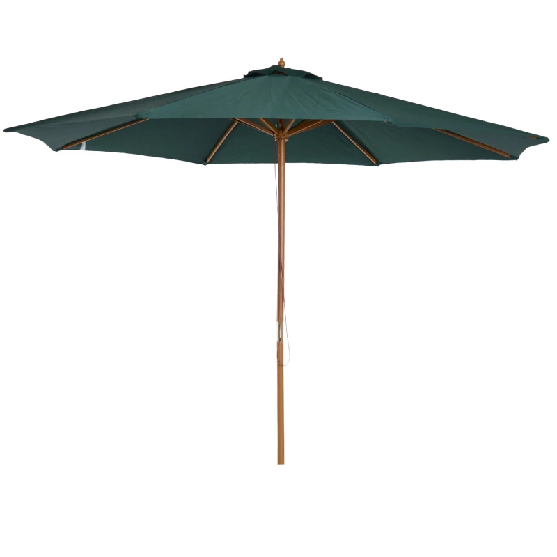 Image of Outsunny 3m Pulley Operated Parasol w/ 8 Ribs - Dark Green 01-0243