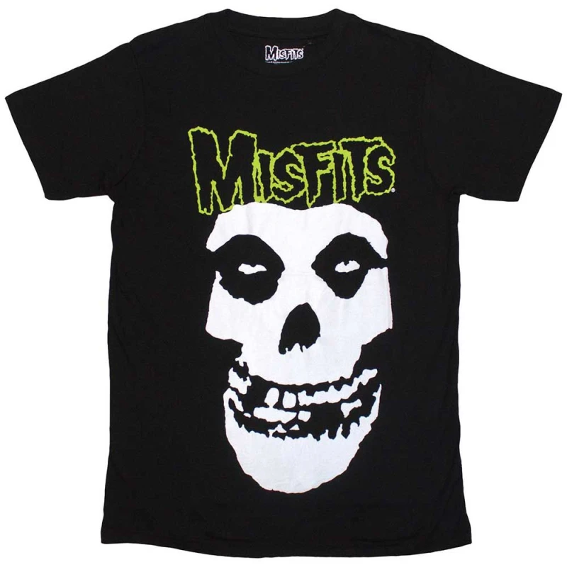 Image of Misfits Skull And Band Logo T Shirt Black unisex