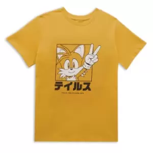Image of Sonic The Hedgehog Tails Katakana Mens T-Shirt - Mustard - M