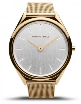 Image of Bering Unisex Ultra-Slim Gold Mesh Bracelet 17039- Watch