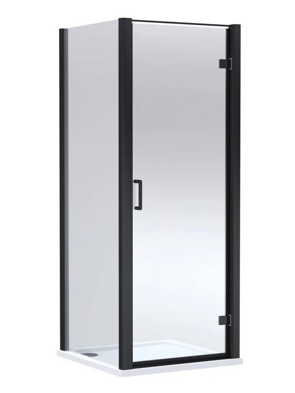 Image of Balterley Hinged Shower Door & Tray: 900x900mm Matt Black/White in Black Unisex