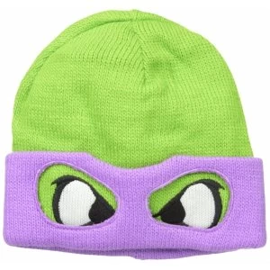 Image of Teenage Mutant Ninja Turtles Unisex Donnie Face & Mask Beanie (Green/Purple)