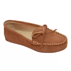 Image of Eastern Counties Leather Womens/Ladies Suede Moccasins (7 UK) (Chestnut)