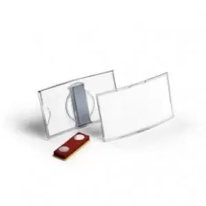 Image of Durable Convex NAME BADGE with MAGNET 40x75mm Transparent Pack of 25