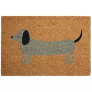 Image of Premier Housewares Grey Daschund Design Door Mat Non Slip Floor Mat Indoor And Outdoor Welcome Mat With Robust Coir For Door Entrances House Entryway