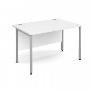 Image of Maestro 25 SL Straight Desk 1200mm x 800mm - Silver H Frame White top