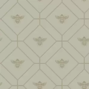 Image of Holden Honeycomb Bee Green Wallpaper