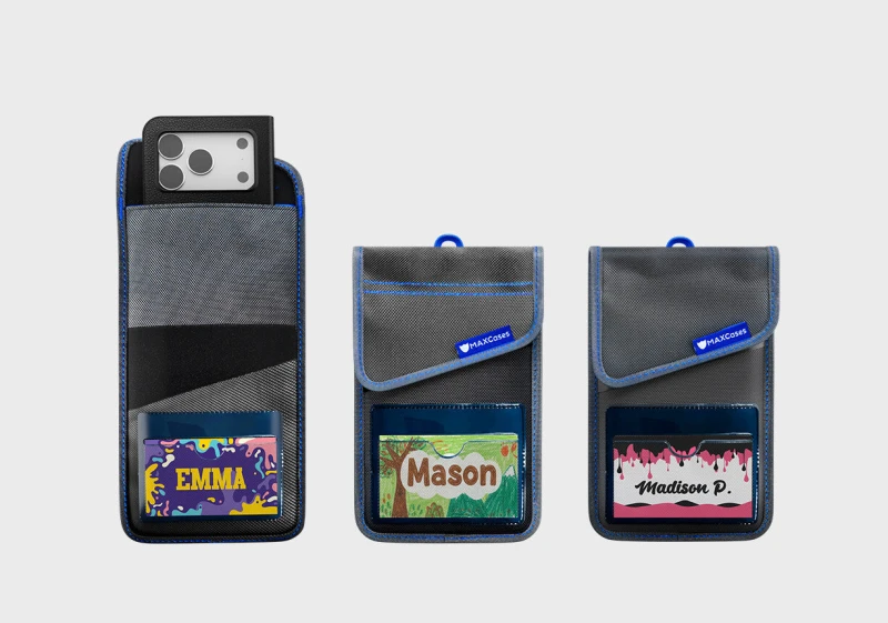 Image of Max Cases MAXCases MAX ShieldBloc Phone Pouch w/RF Blocking, ID Pocket and Velcro Closures (Grey) MCPPGRY