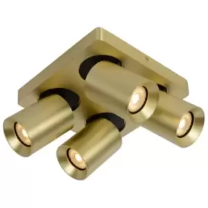 Image of Lucide NIGEL - Ceiling Spotlight - LED Dim to warm - GU10 - 4x5W 2200K/3000K - Matt Gold, Brass
