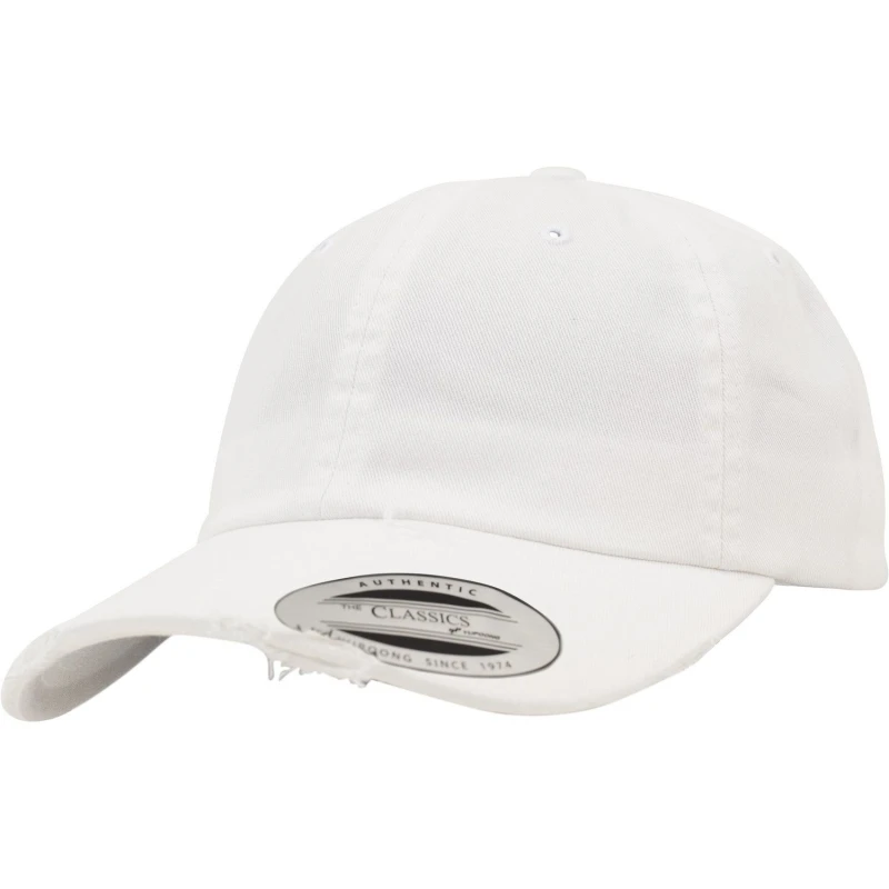 Image of Flexfit by Yupoong Mens Low Profile Destroyed Cap in White White Male One Size