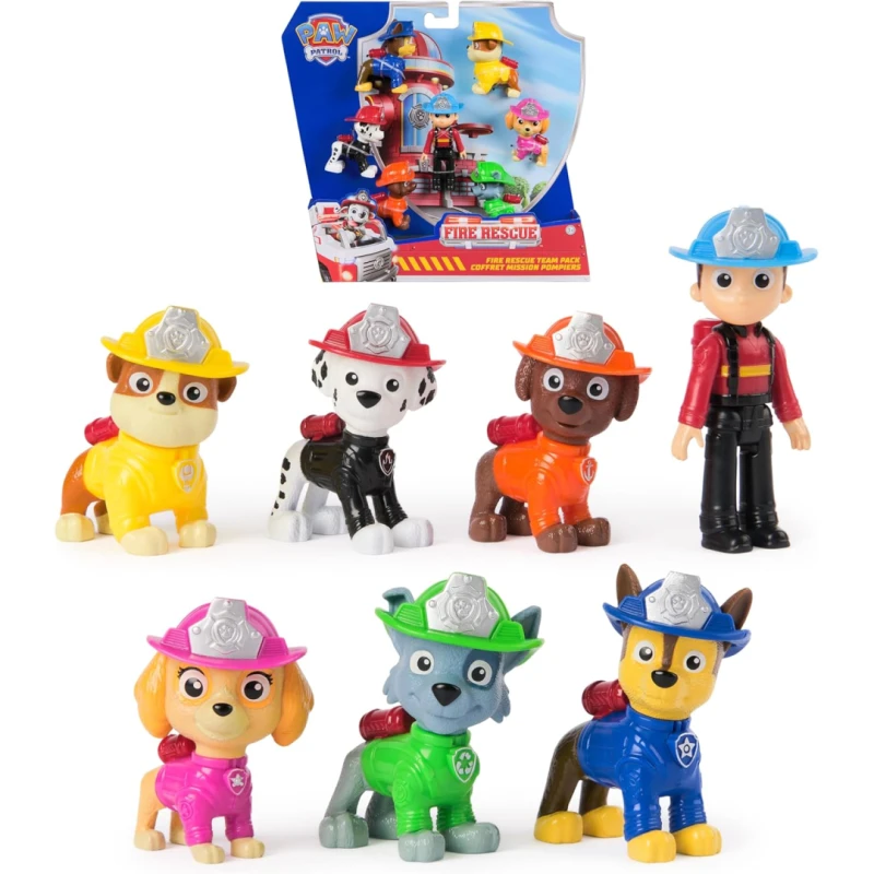 Image of PAW PATROL Fire Rescue - Hundefiguren Geschenkset mit 7 Spielfiguren zum Sammeln Spielzeug fur Kinder ab 3 Jahren