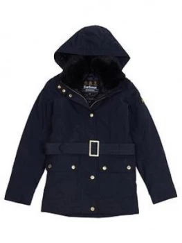 Image of Barbour International Girls Bowden Belted Coat - Black