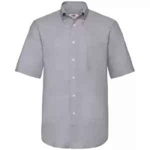 Image of Fruit Of The Loom Mens Short Sleeve Oxford Shirt (M) (Oxford Grey)