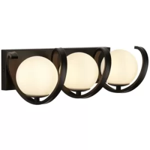 Image of Searchlight Twister 3 Light Wall Light, Matt Black, Matt Opal Glass