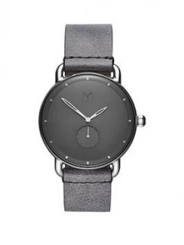 Image of MVMT Revolver Gunmetal Grey Dial Grey Leather Strap Mens Watch, One Colour, Men