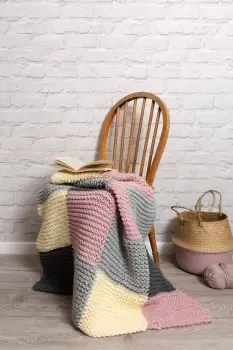 Image of Chequered Blanket Knitting Kit - Beginner Basics