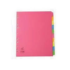 Image of Concord Bright Subject Dividers Europunched 10-Part Extra Wide A4 Assorted Ref 52299