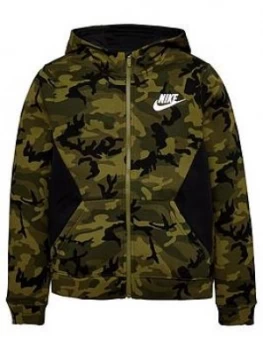 Image of Boys Nike OLDER BOYS NSW CLUB FLEECE CAMO FZ HOODIE Camo Size L12 13 Years