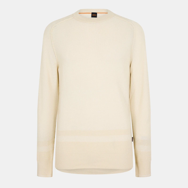 Image of Boss Mens Apok Crew Sweatshirt Light Beige male 2XL