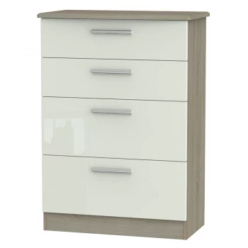 Image of Robert Dyas Kirkhill Ready Assembled 4-Drawer Deep Chest of Drawers - Taupe Cedar