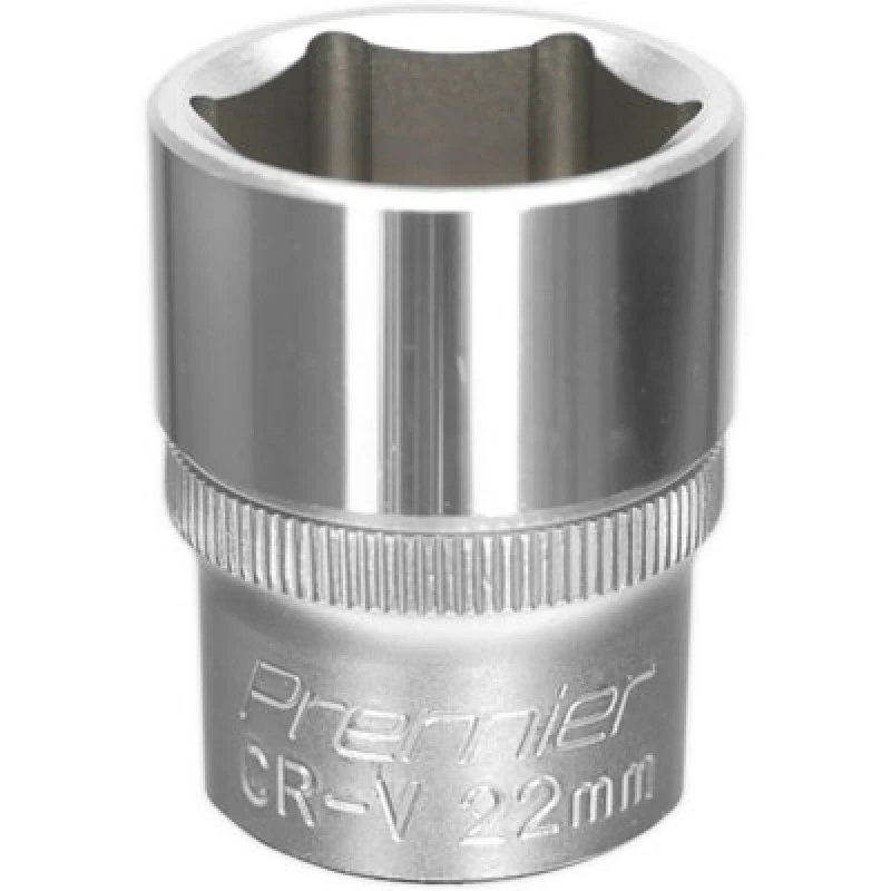 Image of Loops 22mm Steel Drive Socket - 1/2" Square Drive - Chrome Vanadium Wrench Socket Metallics