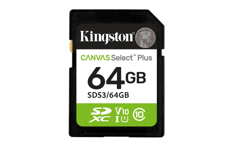 Image of Kingston Technology Kingston Technology 64GB SDXC Canvas Select Plus Gen3 100MB/s C10 UHS-I U1 V10 SDS3/64GB