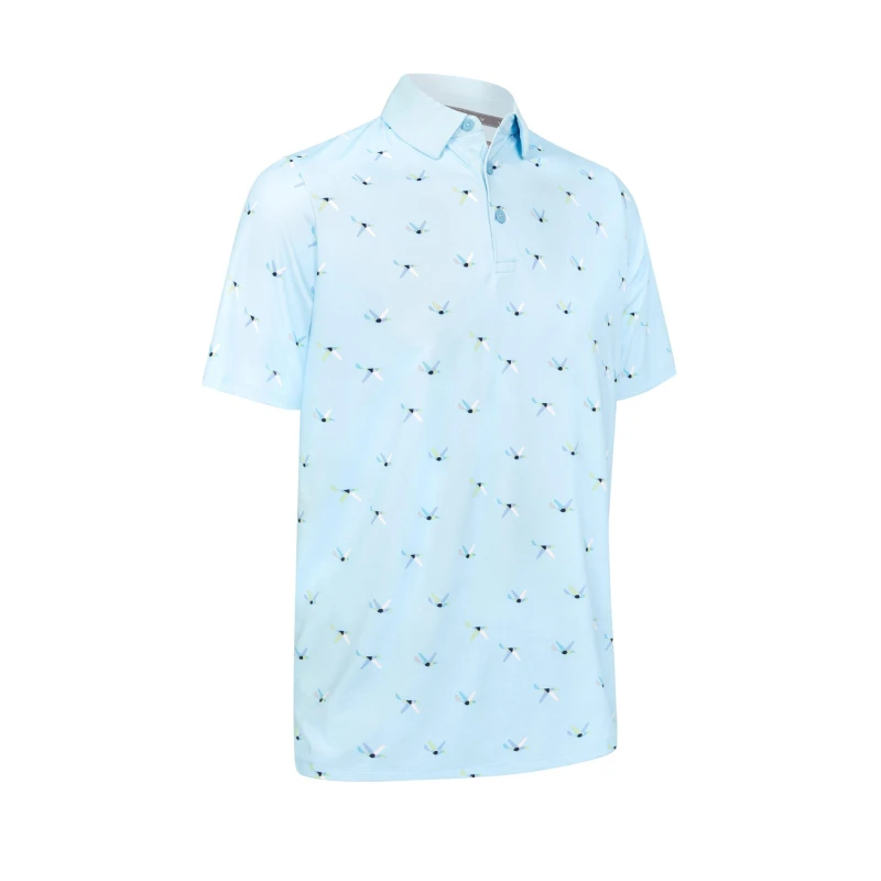 Image of Callaway Mens All Over Print Short-Sleeve Performance Polo Shirt Arctic Paradise male Small