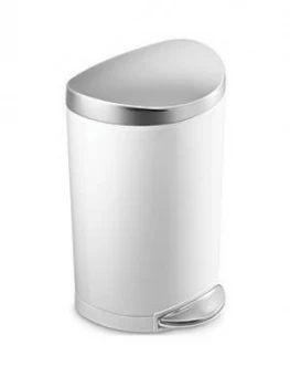 Image of Simplehuman Single Compartment Semi-Round 10-Litre Stainless Steel Pedal Bin ; White