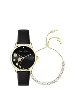 Image of Ted Baker Stars Watch with "Icon Crystal" Bracelet Gift Set, Black, Women