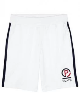 Image of Ralph Lauren Boys Jersey Side Stripe Shorts - White