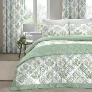 Image of Dreams & Drapes Emily Botanical Quilted Bedspread, Green, 195 x 230 Cm