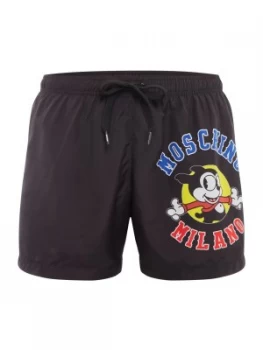 Image of Mens Moschino Large Logo Shorts Black