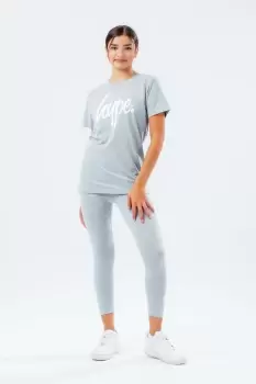 Image of HYPE GIRLS GREY SCRIPT T-SHIRT & LEggINGS SET