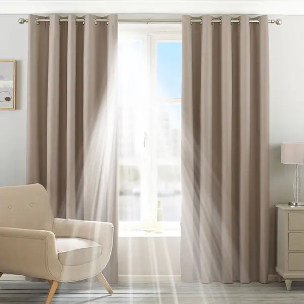 Image of Twilight Thermal Blackout Eyelet Curtains Natural, Natural / 168 x 229cm