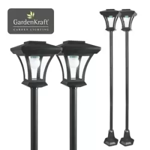Image of 19509 2PK LED Lamp Post / Adjustable Height 1.6m Max / Elegant Garden Ornament / Outdoor Solar Powered Light Feature / Traditional Victorian Style /