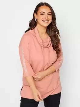 Image of Yours Sleeve Detail Sweatshirt - Pink, Size 22-24, Women