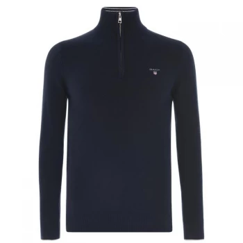 Image of Gant Zip Knit Sweater - Blue 433