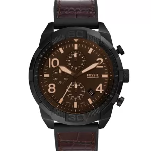 Image of Fossil Men Bronson Chronograph Brown Croco Leather Watch