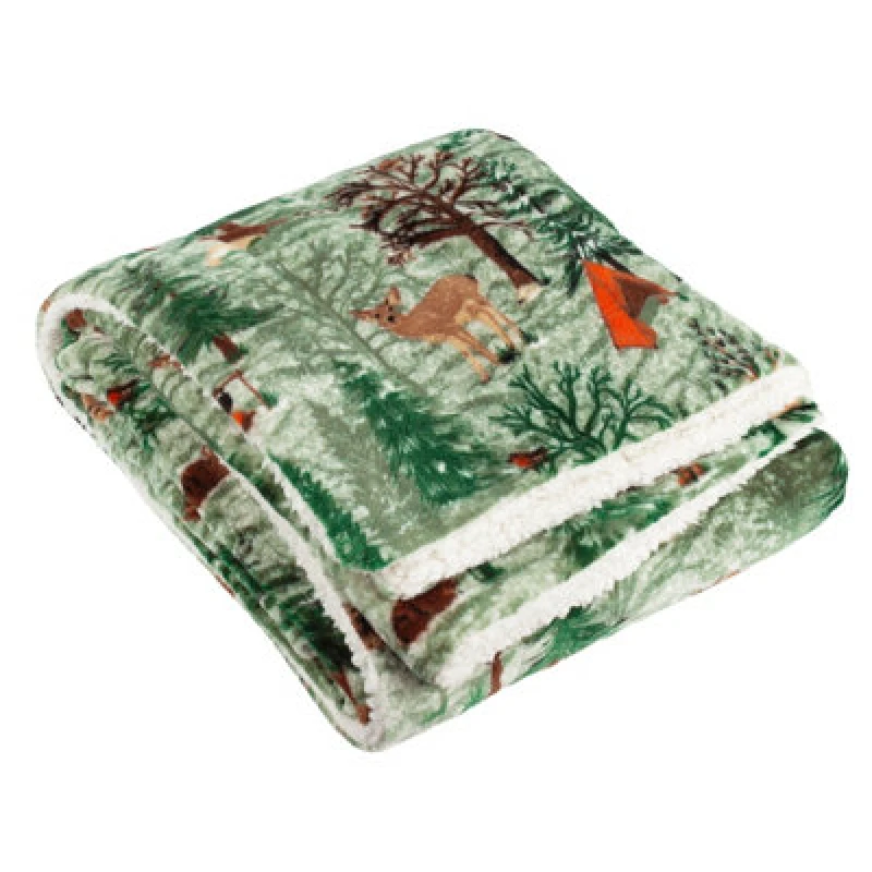 Image of Furn Furn Lodge Wood Sherpa Fleece Throw in Green Size: 130cm x 180cm Green 130cm x 180cm Unisex 5025532814340