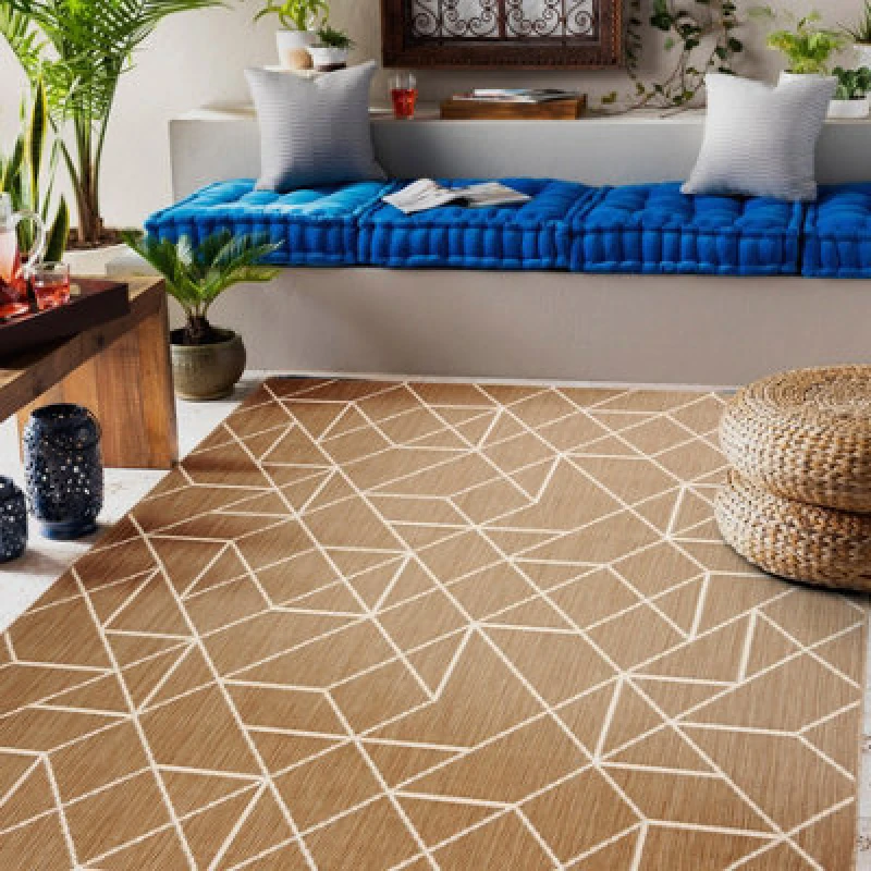 Image of RugsX Carpet Flat 48959265 Geometric Natural Beige String 80X150 Cm