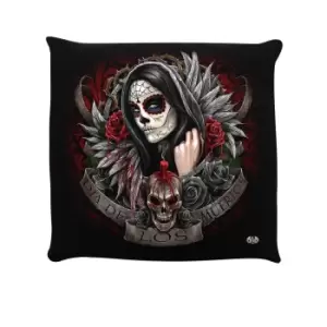 Image of Spiral Muertos Dias Filled Cushion (One Size) (Black/Red)