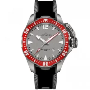 Image of Hamilton Khaki Navy Frogman Titanium Automatic Grey Dial Black Rubber Strap Mens Watch H77805380