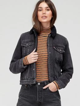 Image of Levis Original Sherpa Trucker Jacket - Black, Size S, Women