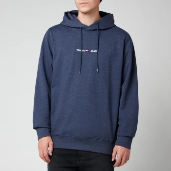 Image of Tommy Jeans Mens Straight Logo Hoodie - Twilight Navy - XL